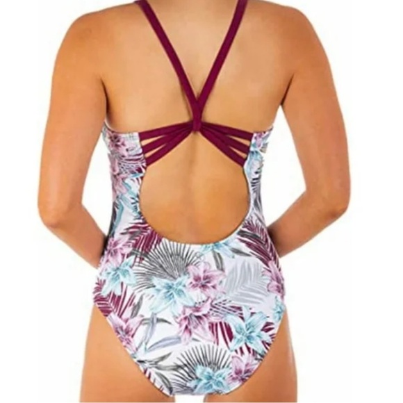 Hurley Floral Tropical Print One Piece Bathing Suit Size Small - Picture 1 of 4